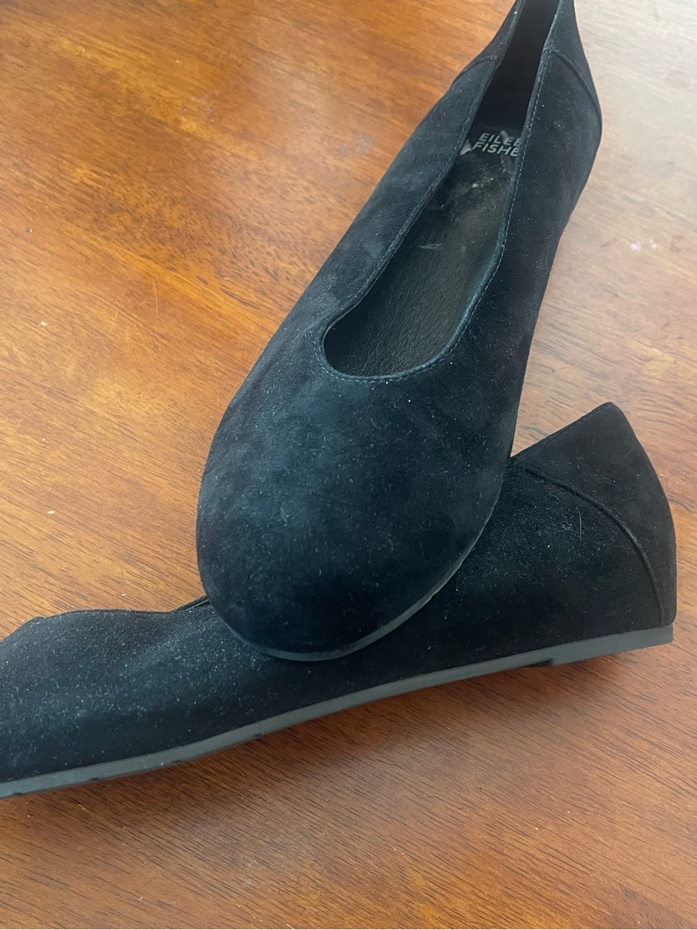 Eileen Fisher Black Suede Ballet Flats - New Without Tags/Box